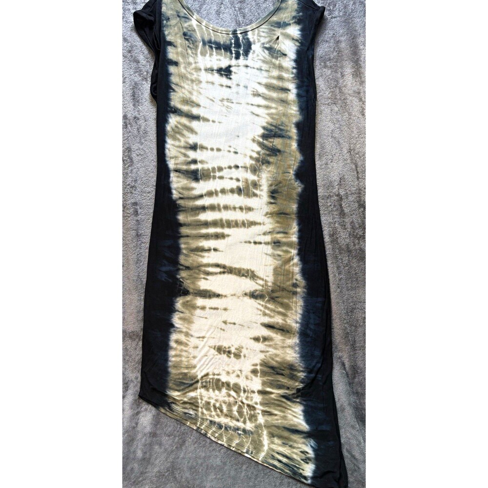 Belle Sky Tie Dye Scoop Neck Short Sleeve Shift Knee Dress Rayon Jersey L